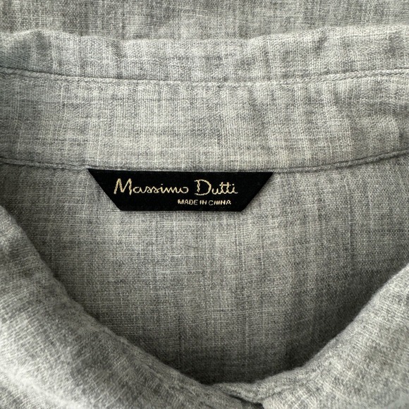 Massimo Dutti Shirt Women Medium Gray Button Up Neutral Office Career Minimalist - Picture 7 of 7